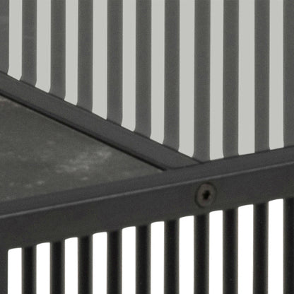 Porto Black Metal Organic Square Coffee Table with Glass and Stone Effect Top