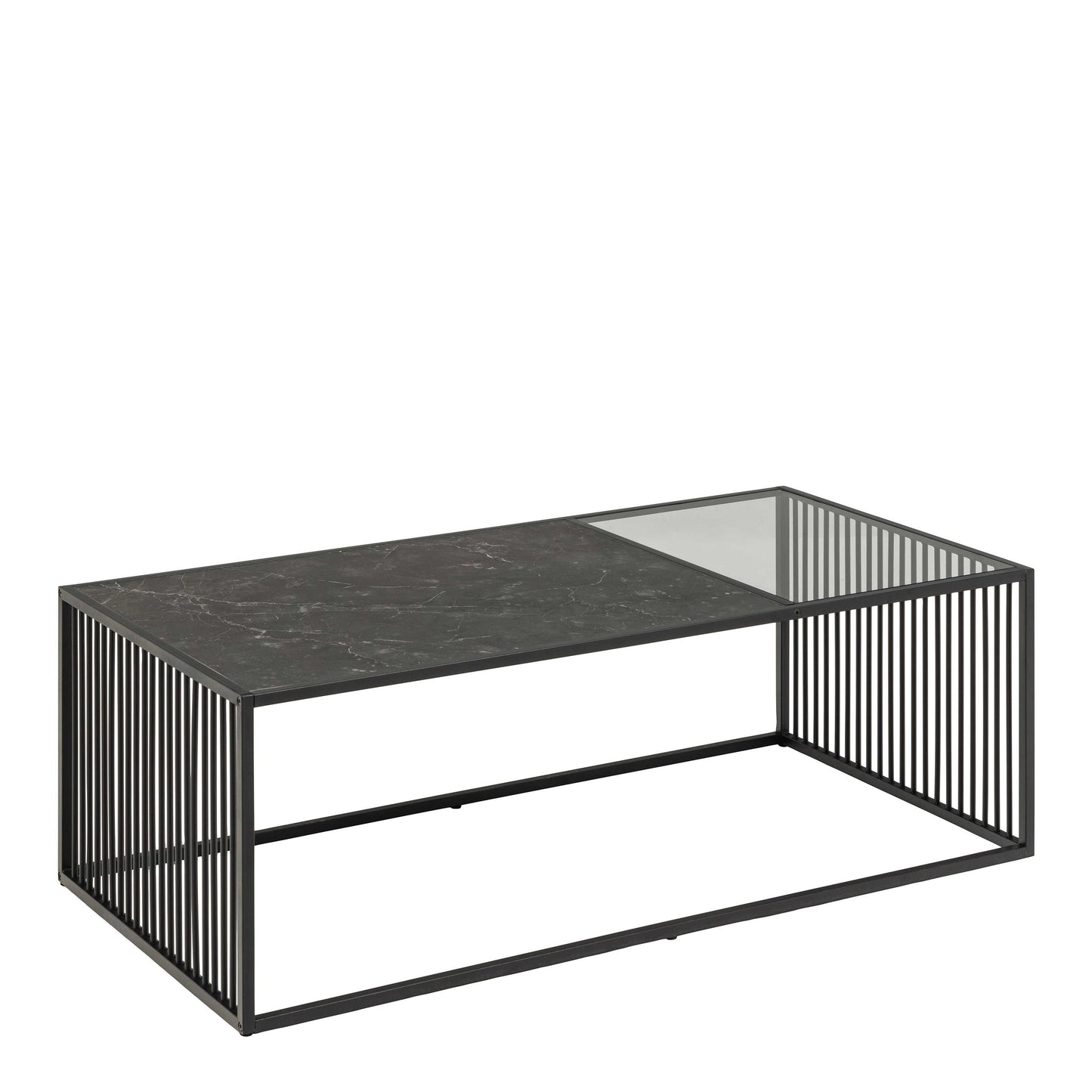 Porto Organic Rectangular Coffee Table Stone Effect and Glass Top