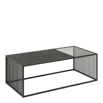Porto Organic Rectangular Coffee Table Stone Effect and Glass Top