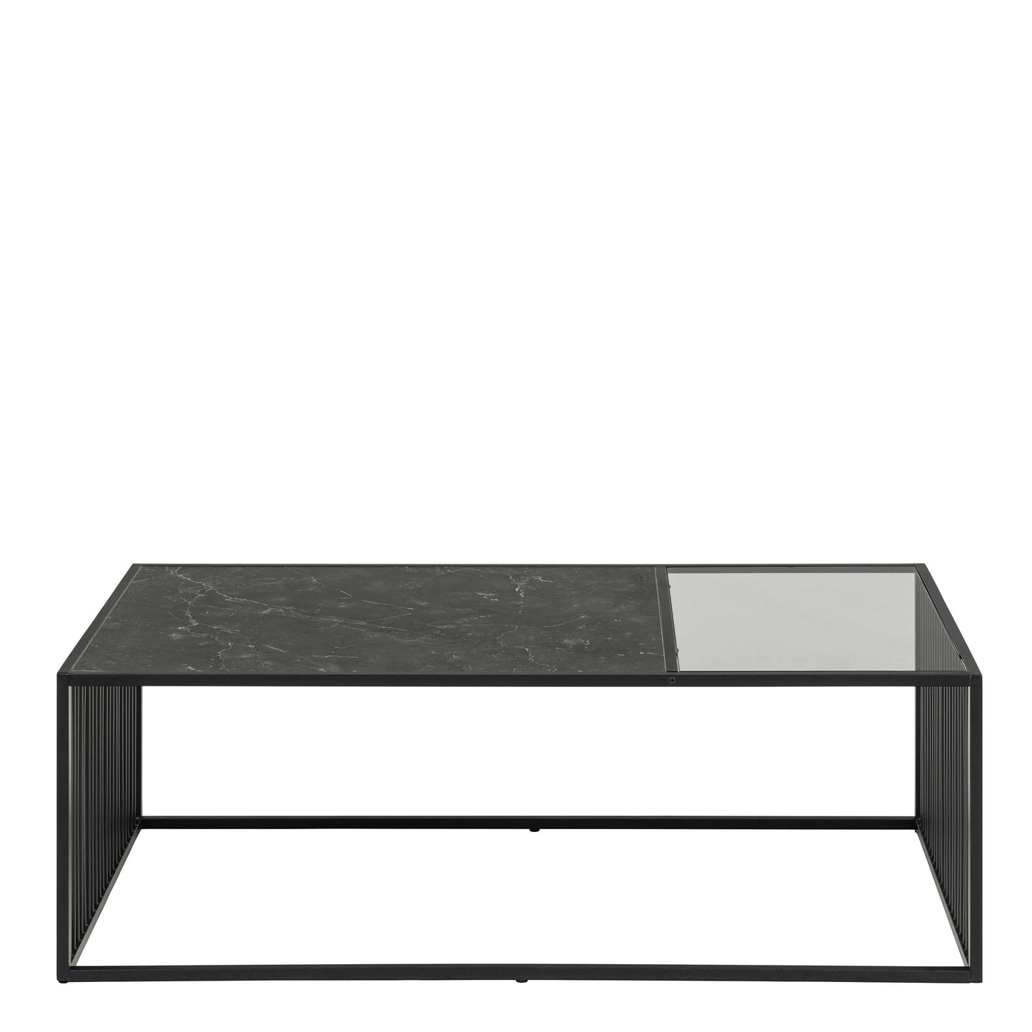 Porto Organic Rectangular Coffee Table Stone Effect and Glass Top