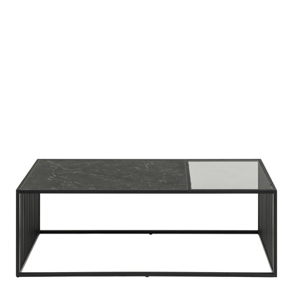 Porto Organic Rectangular Coffee Table Stone Effect and Glass Top