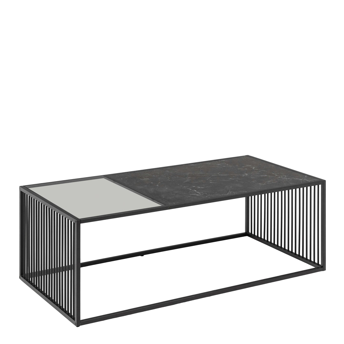 Porto Organic Rectangular Coffee Table Stone Effect and Glass Top