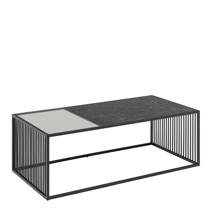Porto Organic Rectangular Coffee Table Stone Effect and Glass Top
