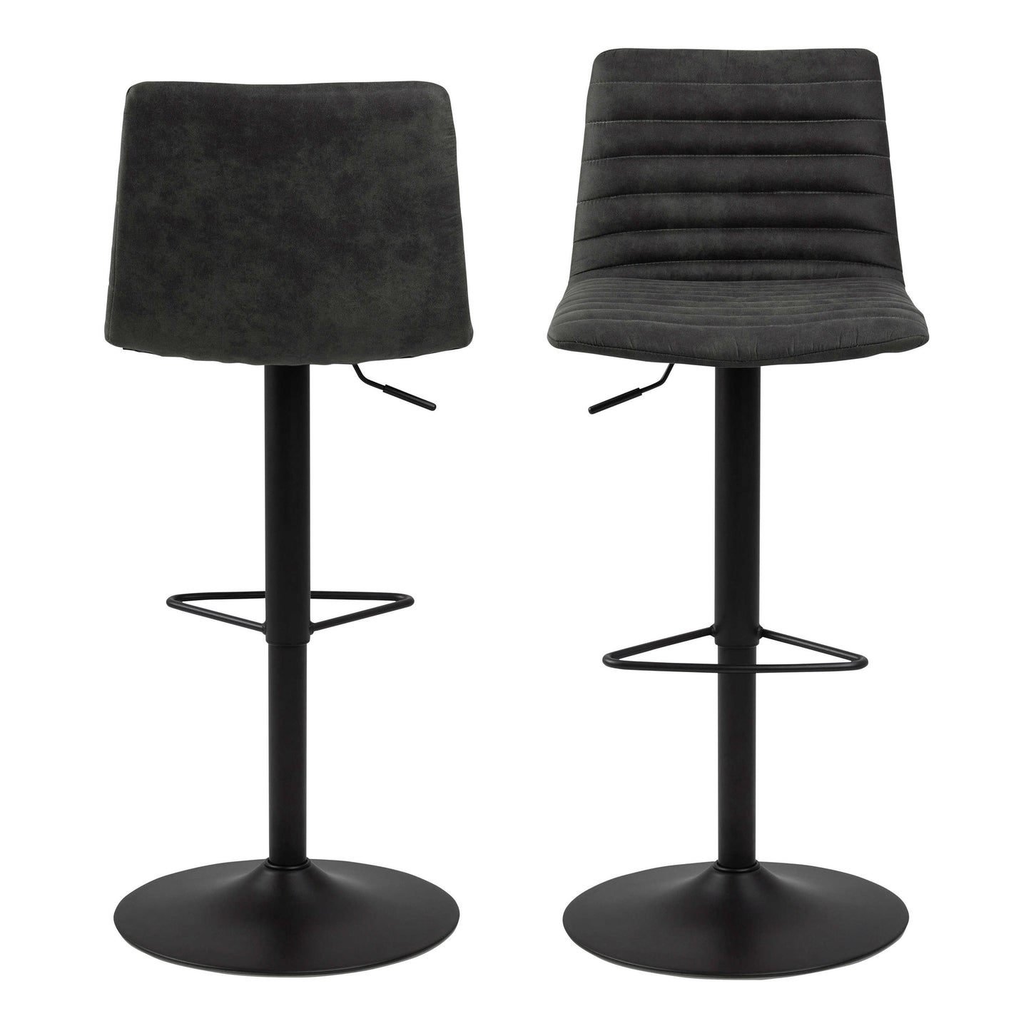 Set of 2 Aalborg Bar Stool Upholstered Grey Fabric Etched Back