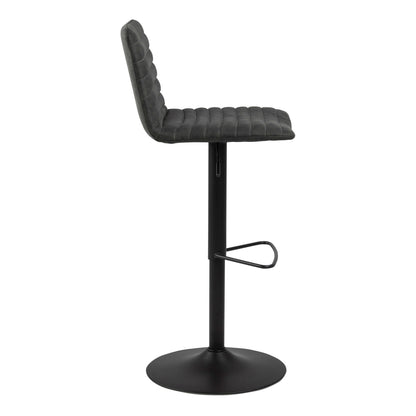 Set of 2 Aalborg Bar Stool Upholstered Grey Fabric Etched Back