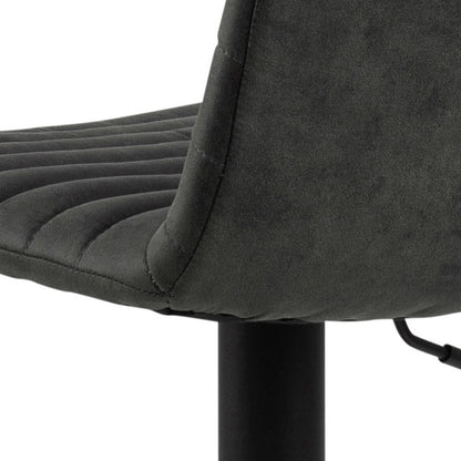 Set of 2 Aalborg Bar Stool Upholstered Grey Fabric Etched Back