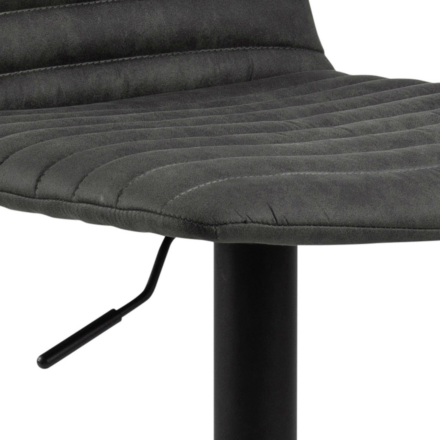 Set of 2 Aalborg Bar Stool Upholstered Grey Fabric Etched Back