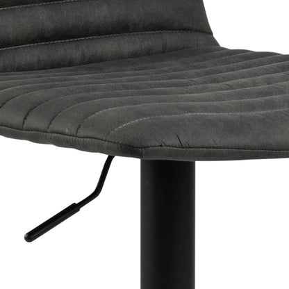 Set of 2 Aalborg Bar Stool Upholstered Grey Fabric Etched Back
