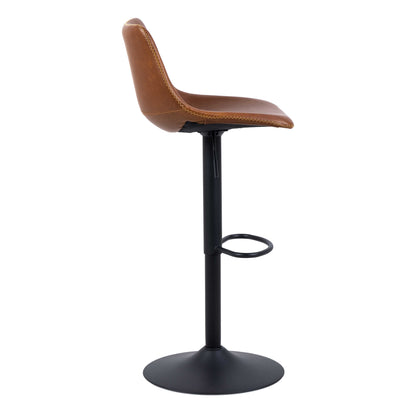 Bogense Tan Faux Leather Bar Stool Cream Stitching