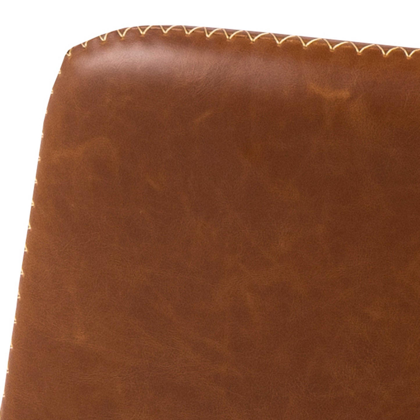 Bogense Tan Faux Leather Bar Stool Cream Stitching