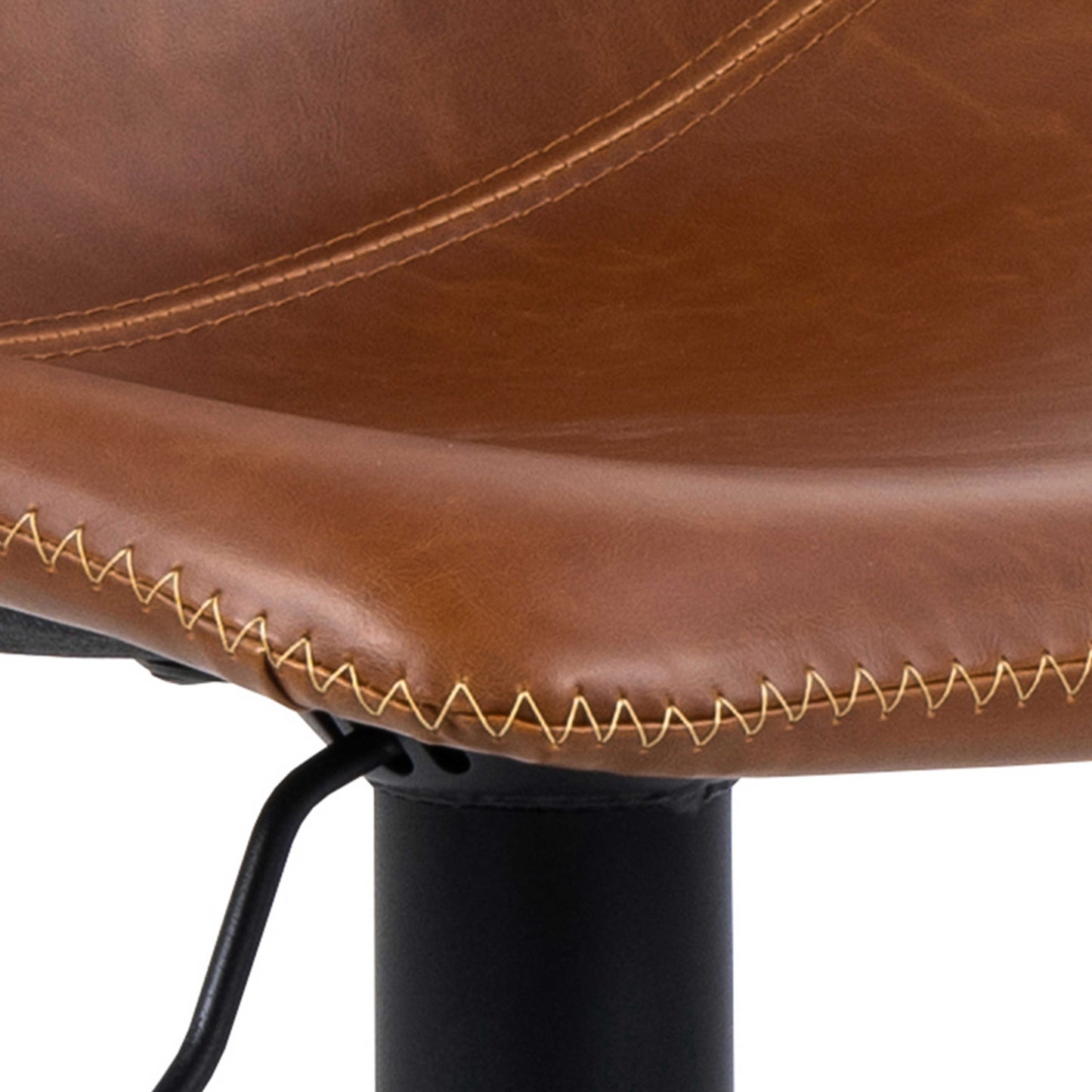 Bogense Tan Faux Leather Bar Stool Cream Stitching