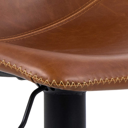 Bogense Tan Faux Leather Bar Stool Cream Stitching