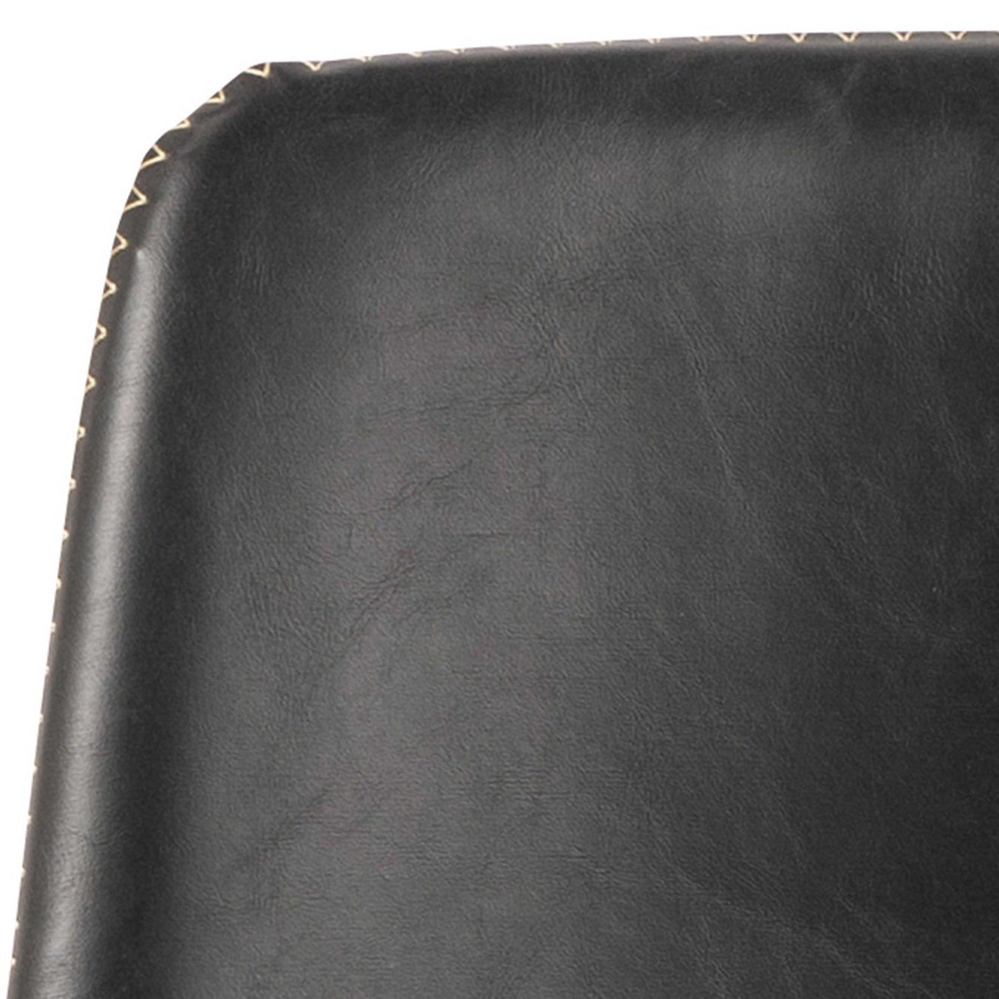 Set of 2 Bogense Black Faux Leather Bar Stools Cream Stitching