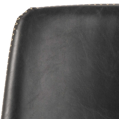 Set of 2 Bogense Black Faux Leather Bar Stools Cream Stitching