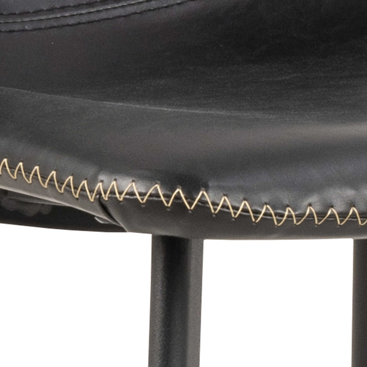 Set of 2 Bogense Black Faux Leather Bar Stools Cream Stitching