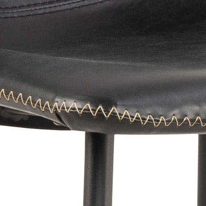 Set of 2 Bogense Black Faux Leather Bar Stools Cream Stitching