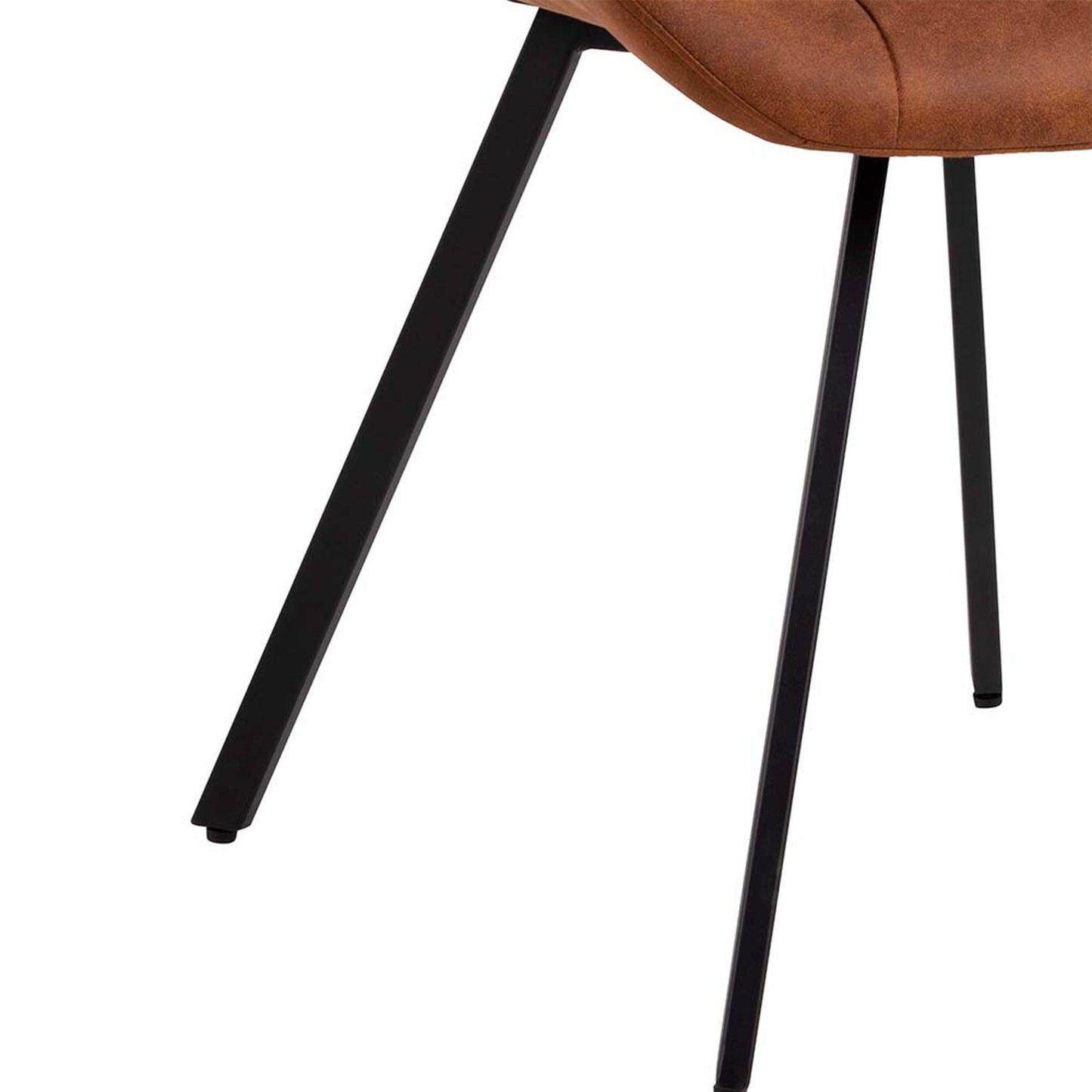 Set of 2 Madrid Tan Upholstered Dining Chairs with Black Steel Legs