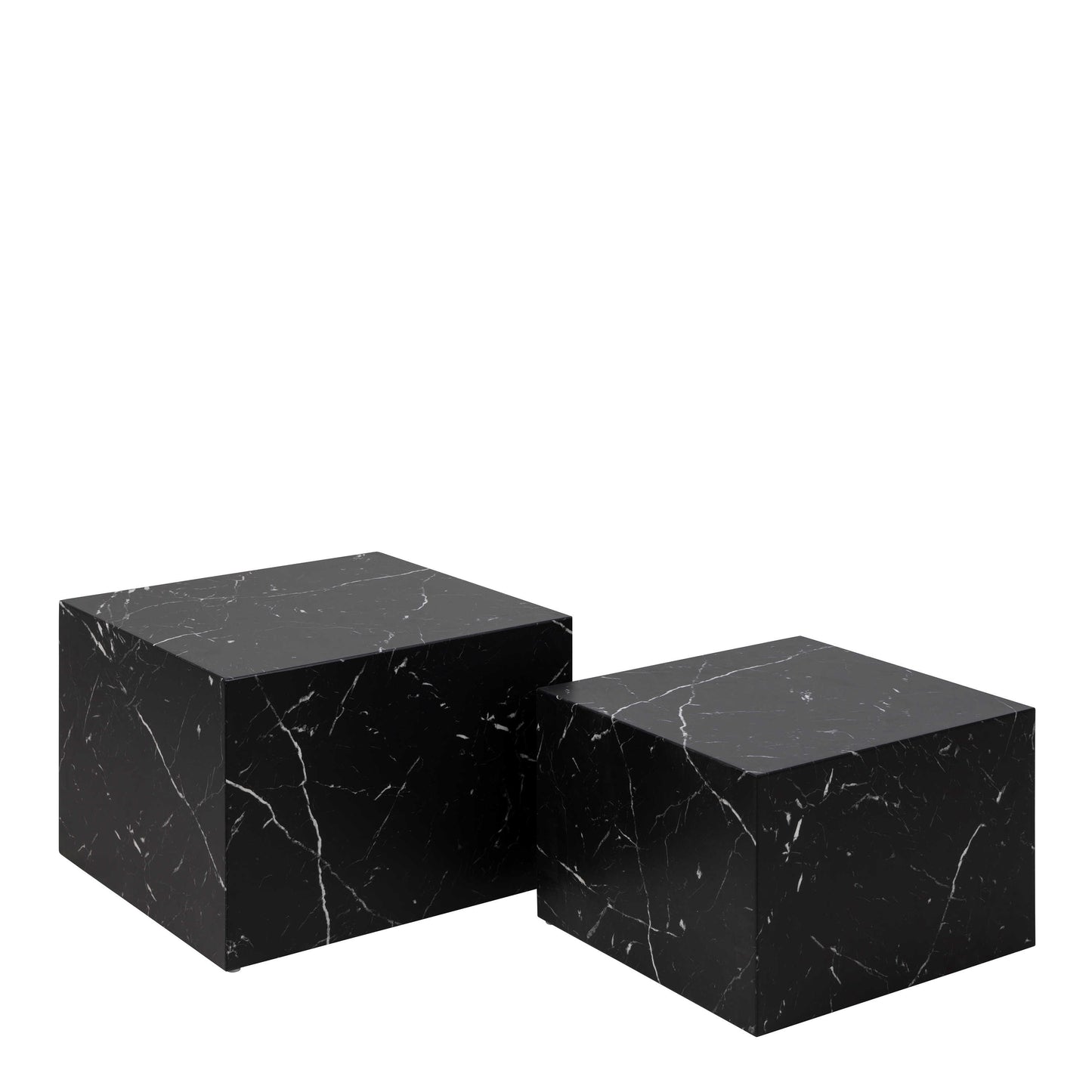 Set of 2 Lincoln Black Marquina Marble Square Coffee Table