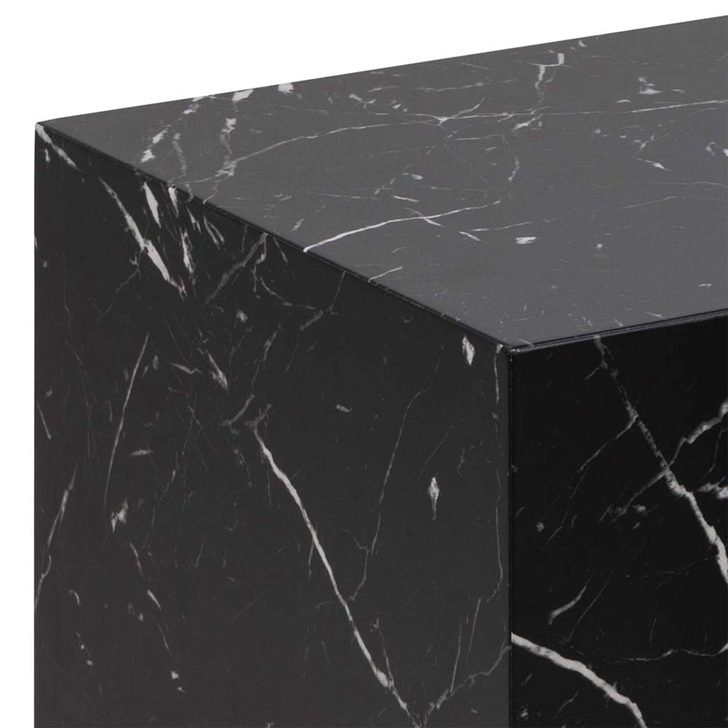 Set of 2 Lincoln Black Marquina Marble Square Coffee Table