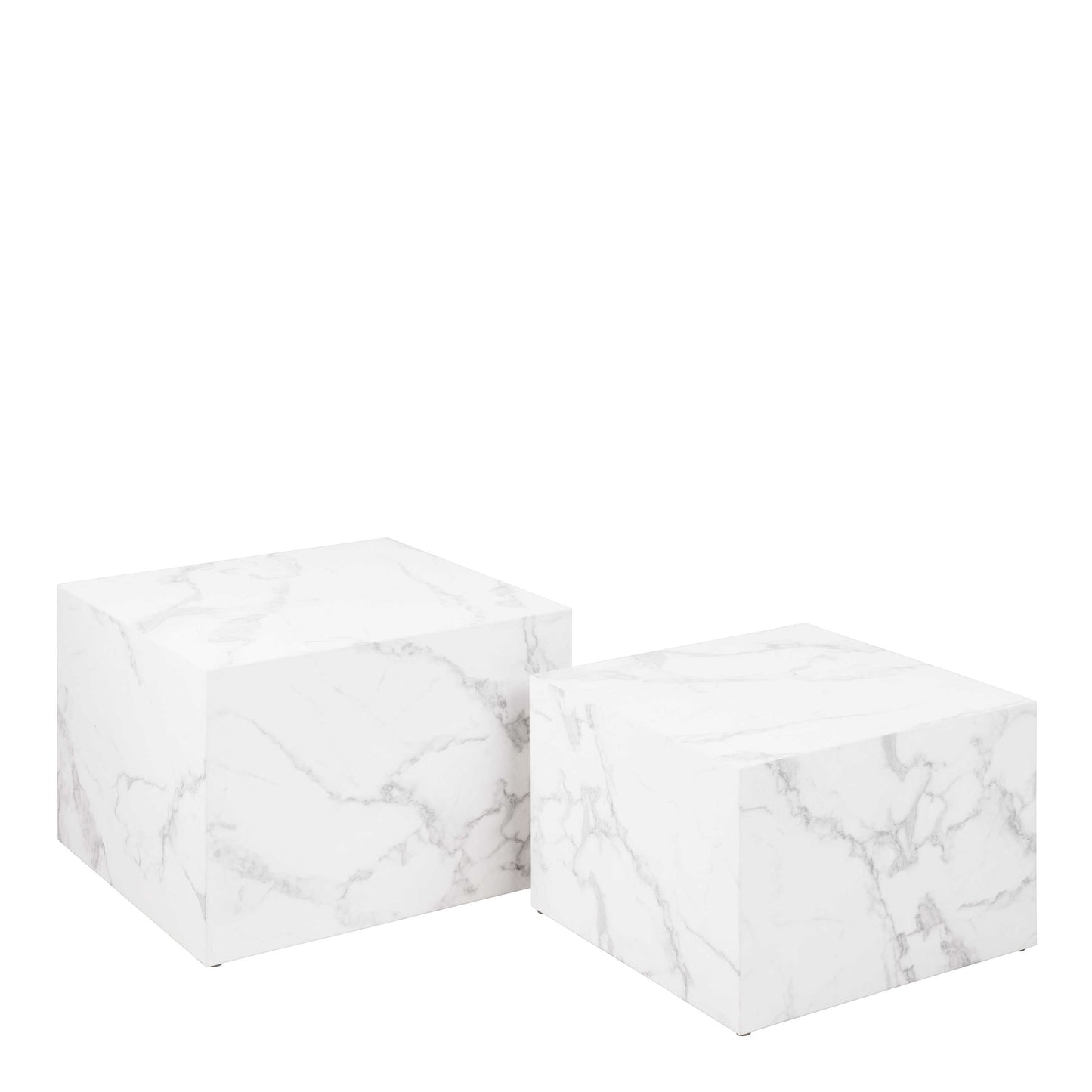 Set of 2 Munkebo White Marble Carrara Square Coffee Tables