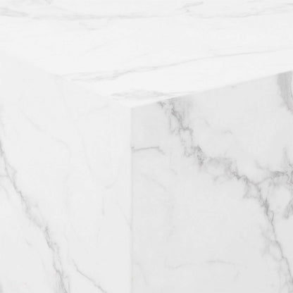 Set of 2 Munkebo White Marble Carrara Square Coffee Tables
