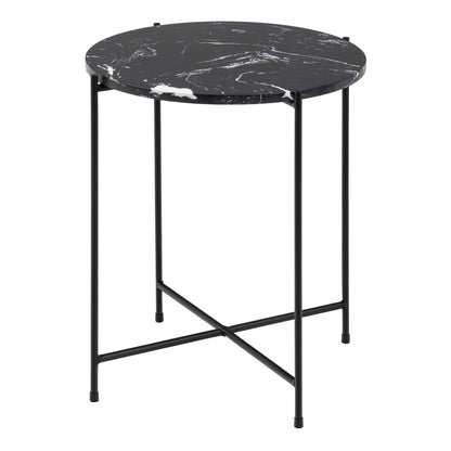 Verona Round Black Marble Stone Side Table