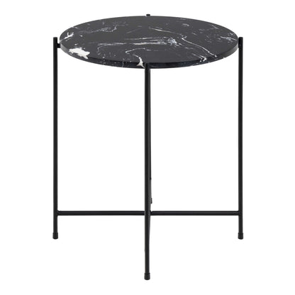 Verona Round Black Marble Stone Side Table