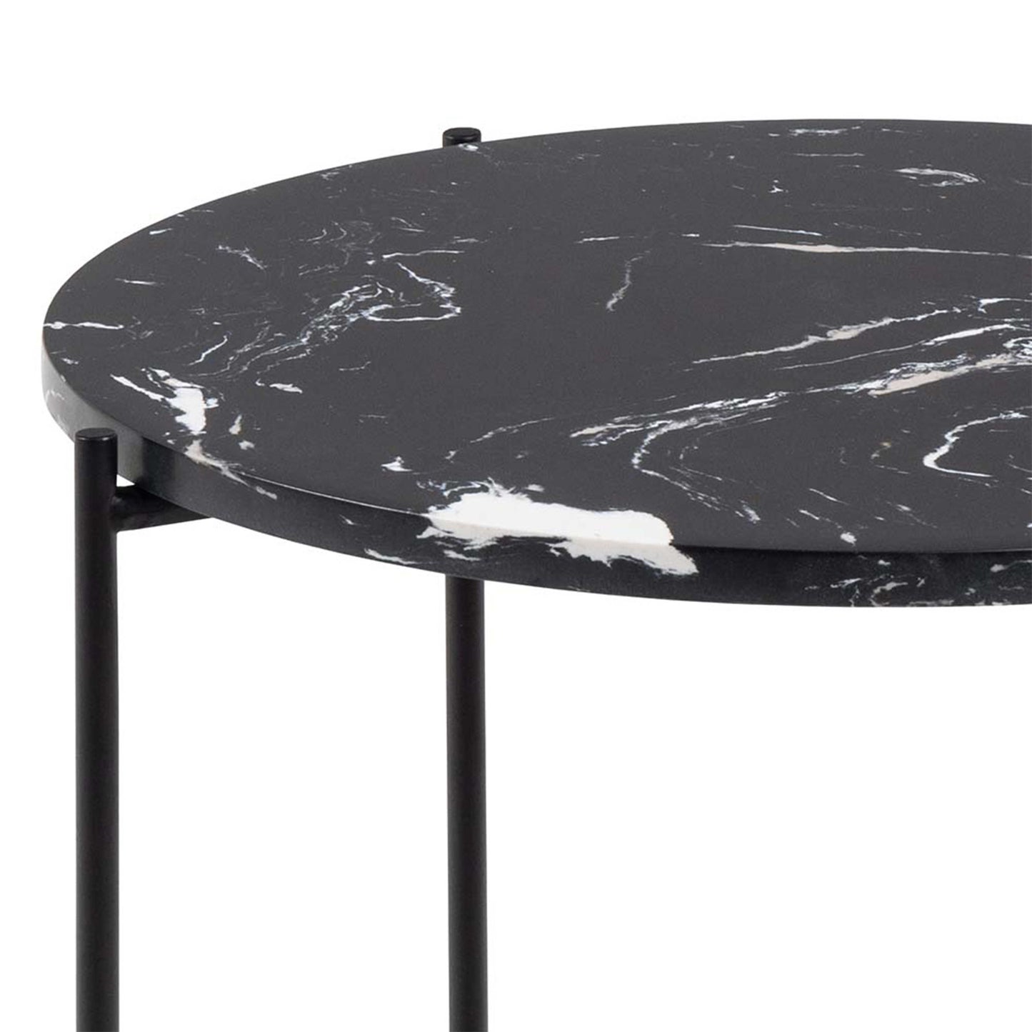 Verona Round Black Marble Stone Side Table
