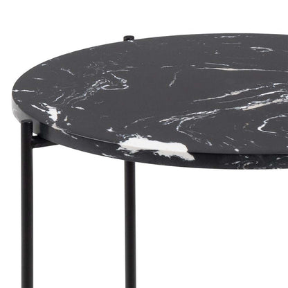 Verona Round Black Marble Stone Side Table