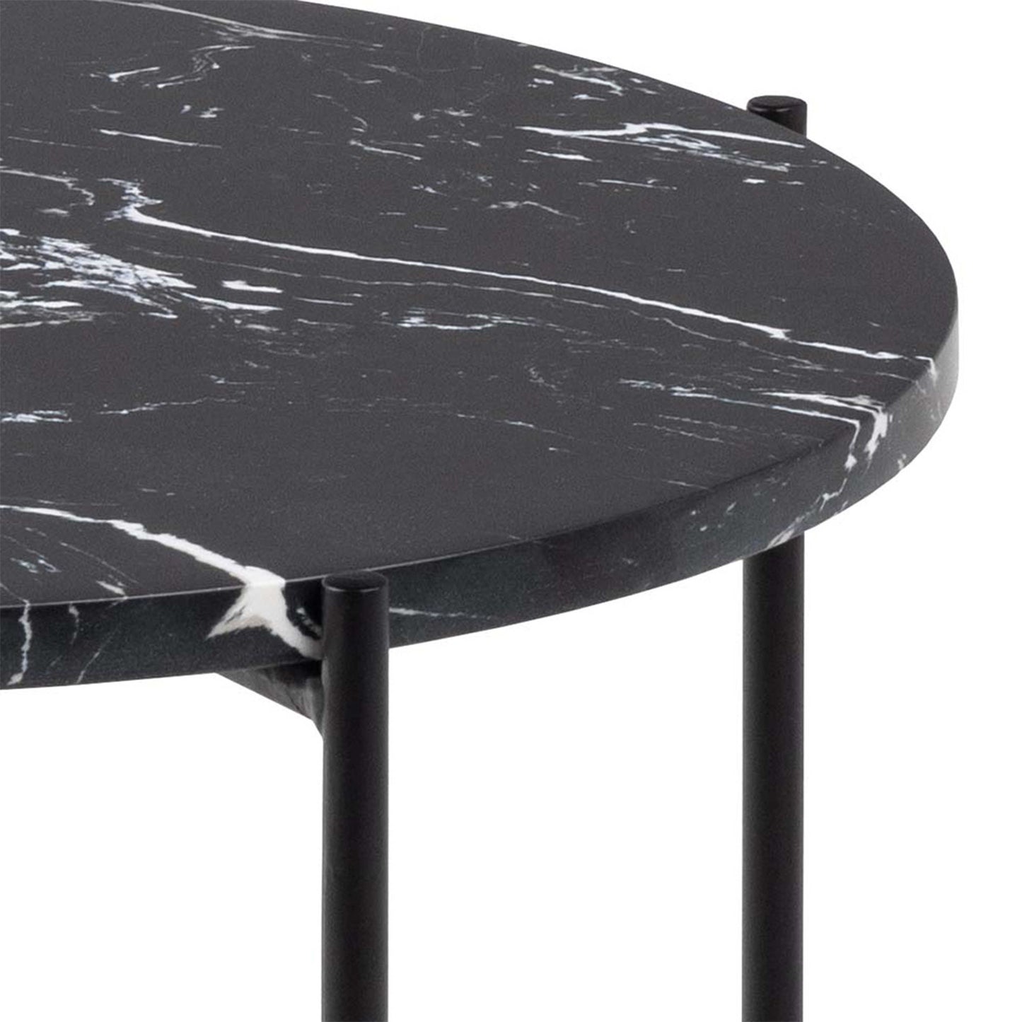 Verona Round Black Marble Stone Side Table