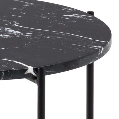 Verona Round Black Marble Stone Side Table