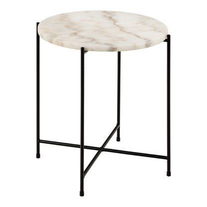 Verona Round White Marble Stone Side Table