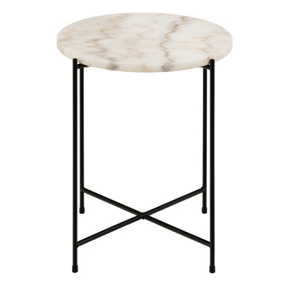 Verona Round White Marble Stone Side Table