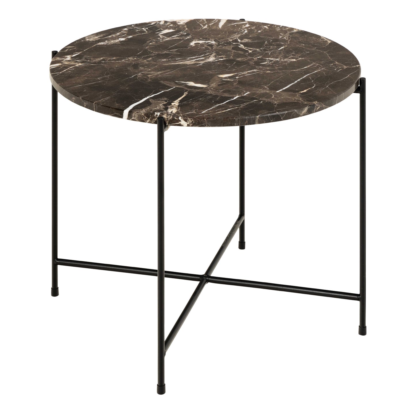 Verona Round Brown Marble Stone Side Table