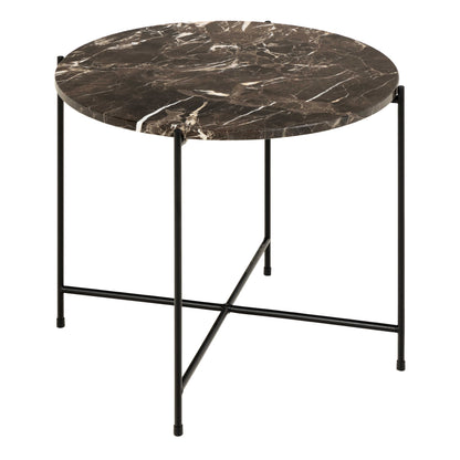 Verona Round Brown Marble Stone Side Table