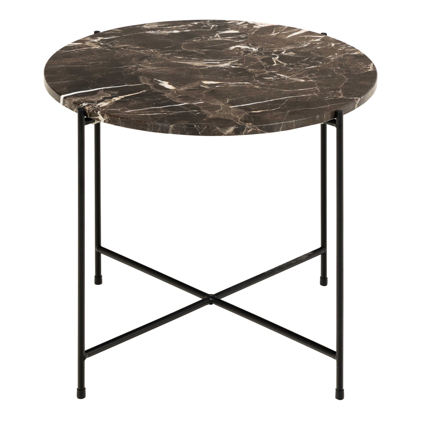 Verona Round Brown Marble Stone Side Table