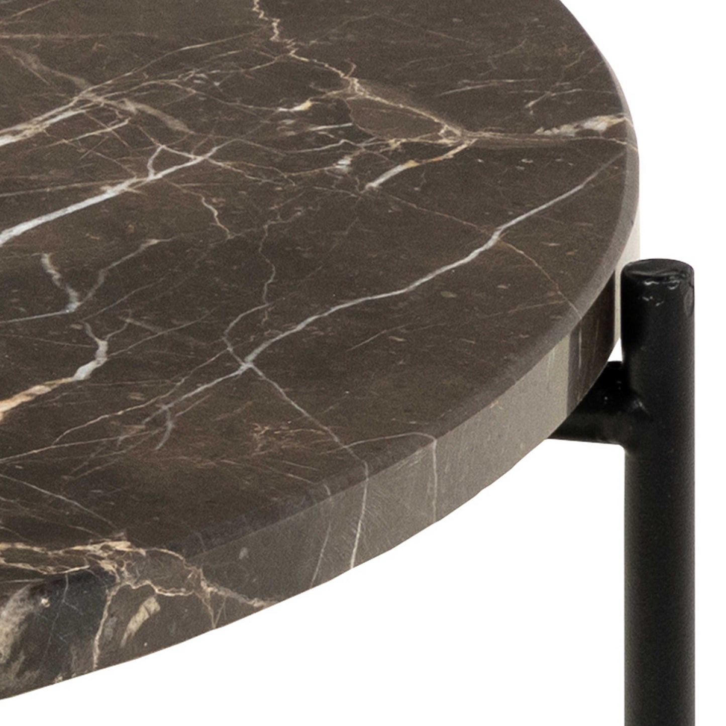Verona Round Brown Marble Stone Side Table