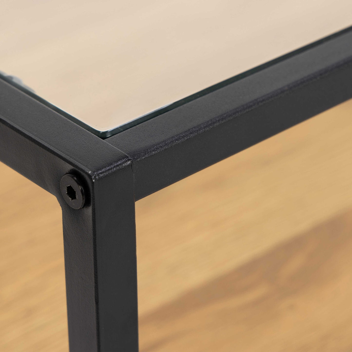 Wrenna Black and Natural Oak Effect TV Unit Glass Top