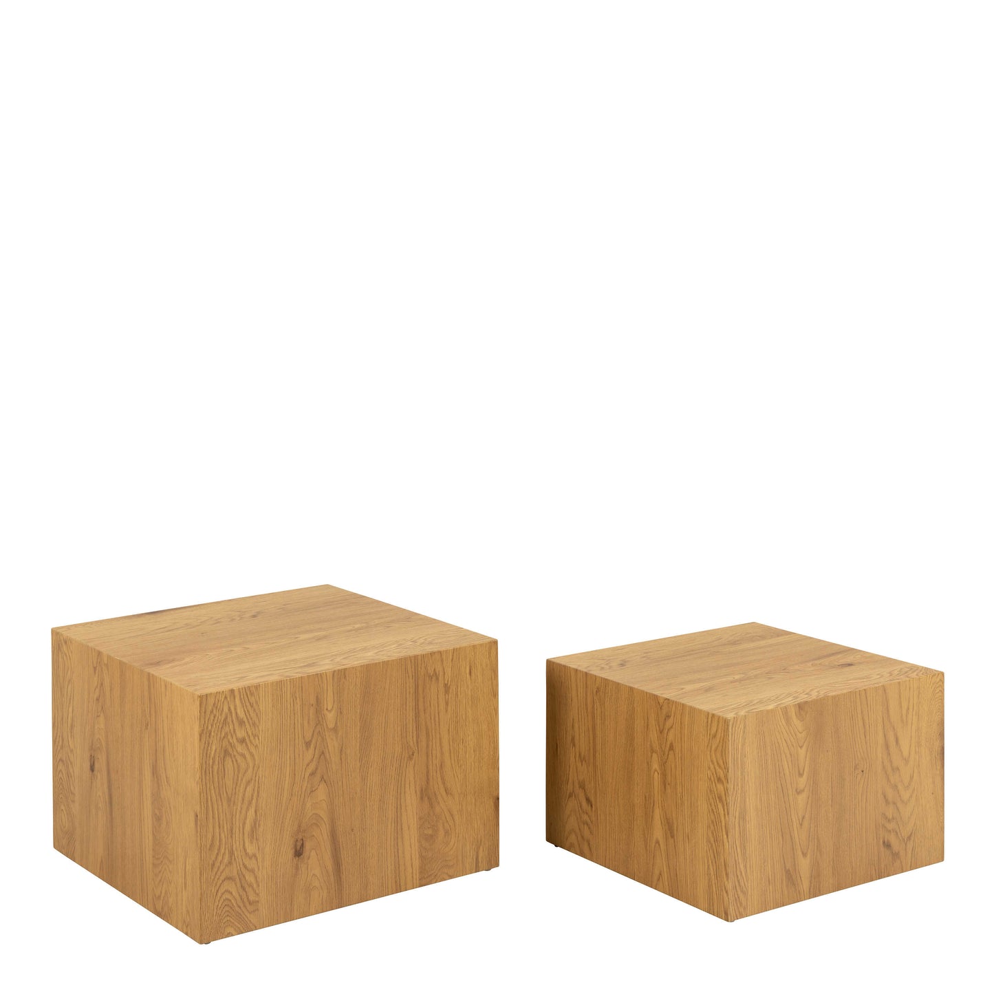 Set of 2 Munkebo Natural Oak Wood Square Coffee Table Set