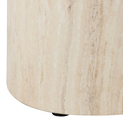 Sendai Light Oak Colour Tavertine Effect Oval Coffee Table Set