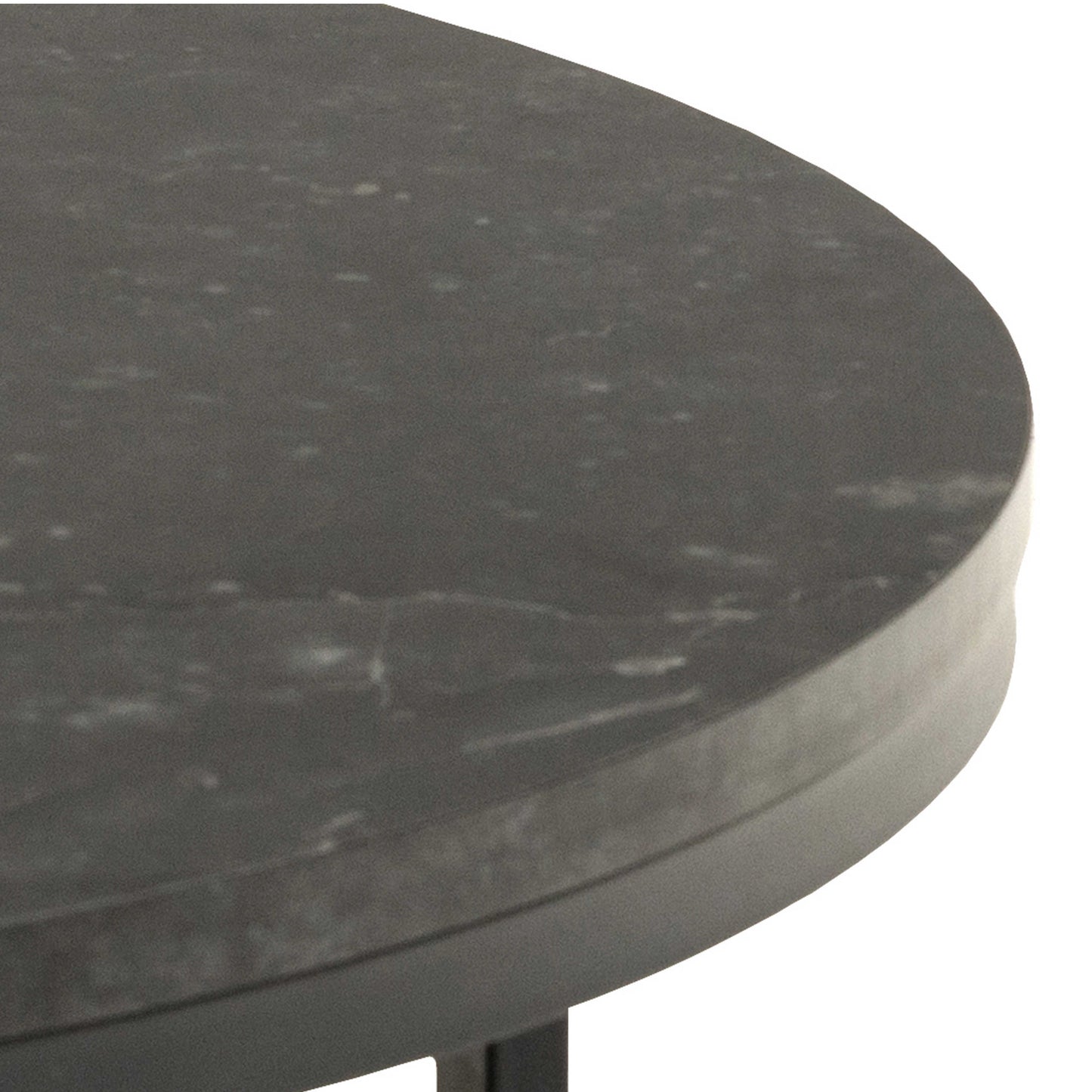 Odense Round Black Marble Effect Coffee Table Black Metal Legs