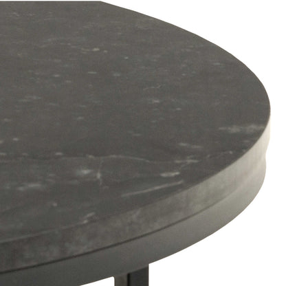 Odense Round Black Marble Effect Coffee Table Black Metal Legs