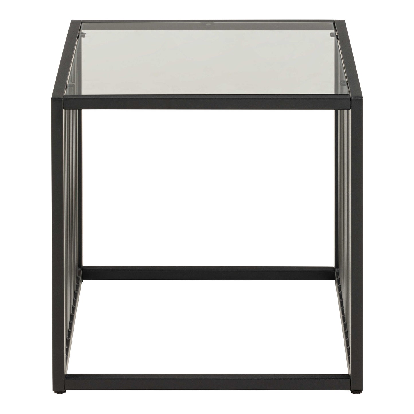Porto Organic Black Metal Side Table with Clear Glass Top