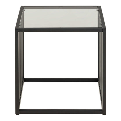 Porto Organic Black Metal Side Table with Clear Glass Top