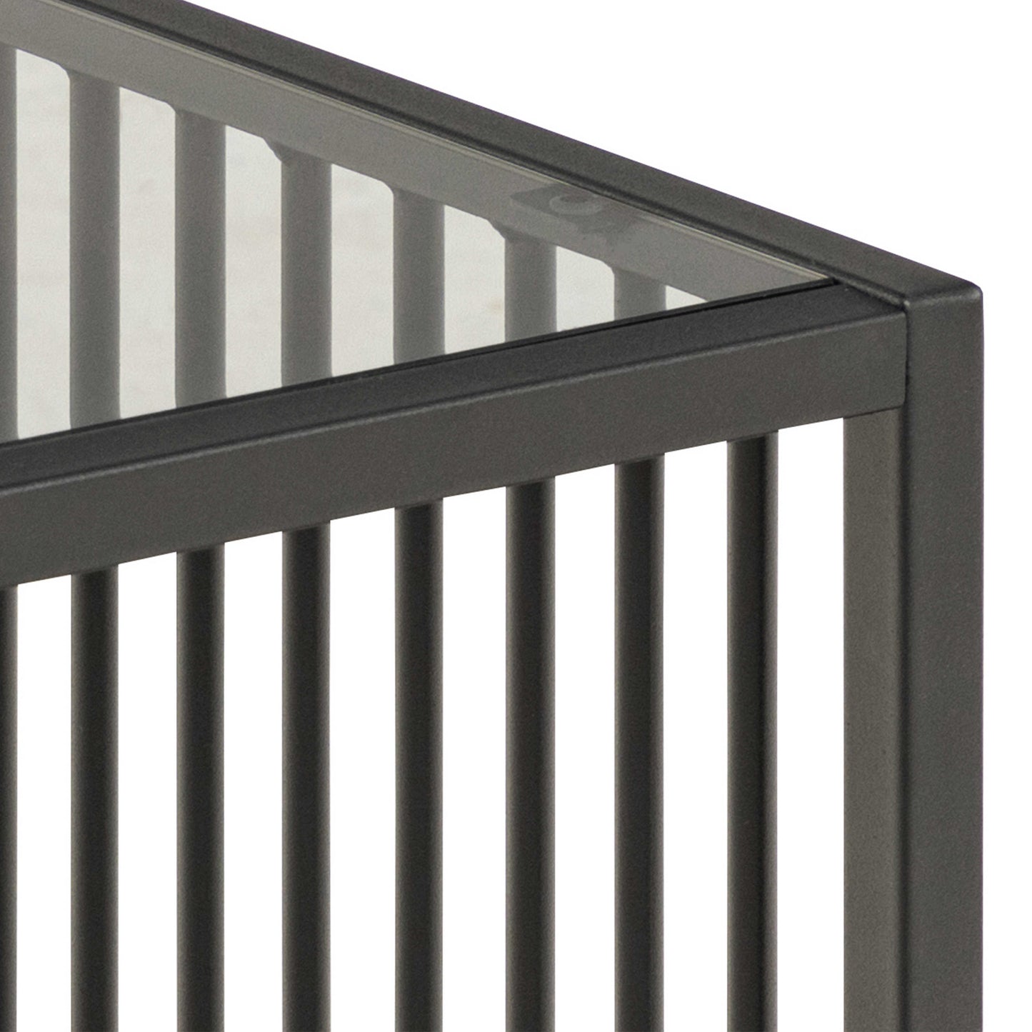 Porto Organic Black Metal Side Table with Clear Glass Top