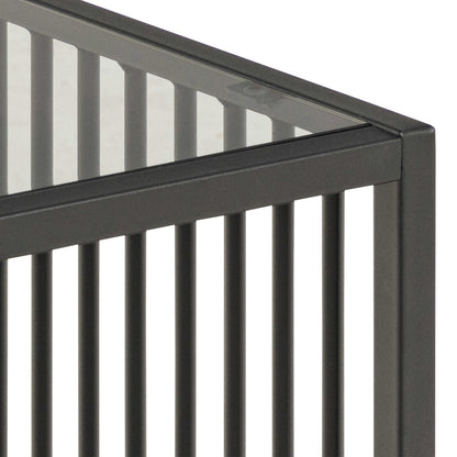 Porto Organic Black Metal Side Table with Clear Glass Top