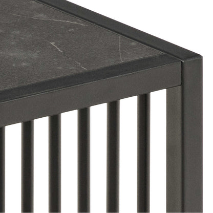 Porto Organic Black Metal Side Table Stone Effect Top