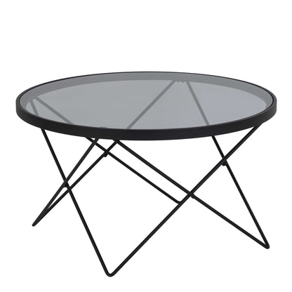 Klovborg Black Coffee Table with Grey Glass Top