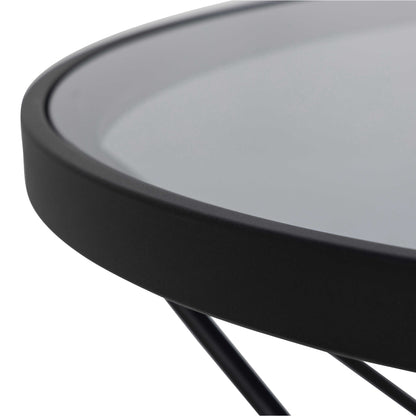 Klovborg Black Coffee Table with Grey Glass Top