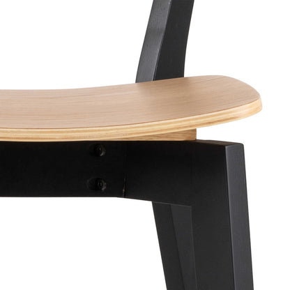 Set of 2 Saffron Black and Natural Oak Veener Bar Stools